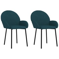 Valgomojo kėdės, 2vnt., mėlynos spalvos, aksomas цена и информация | Стулья для кухни и столовой | pigu.lt