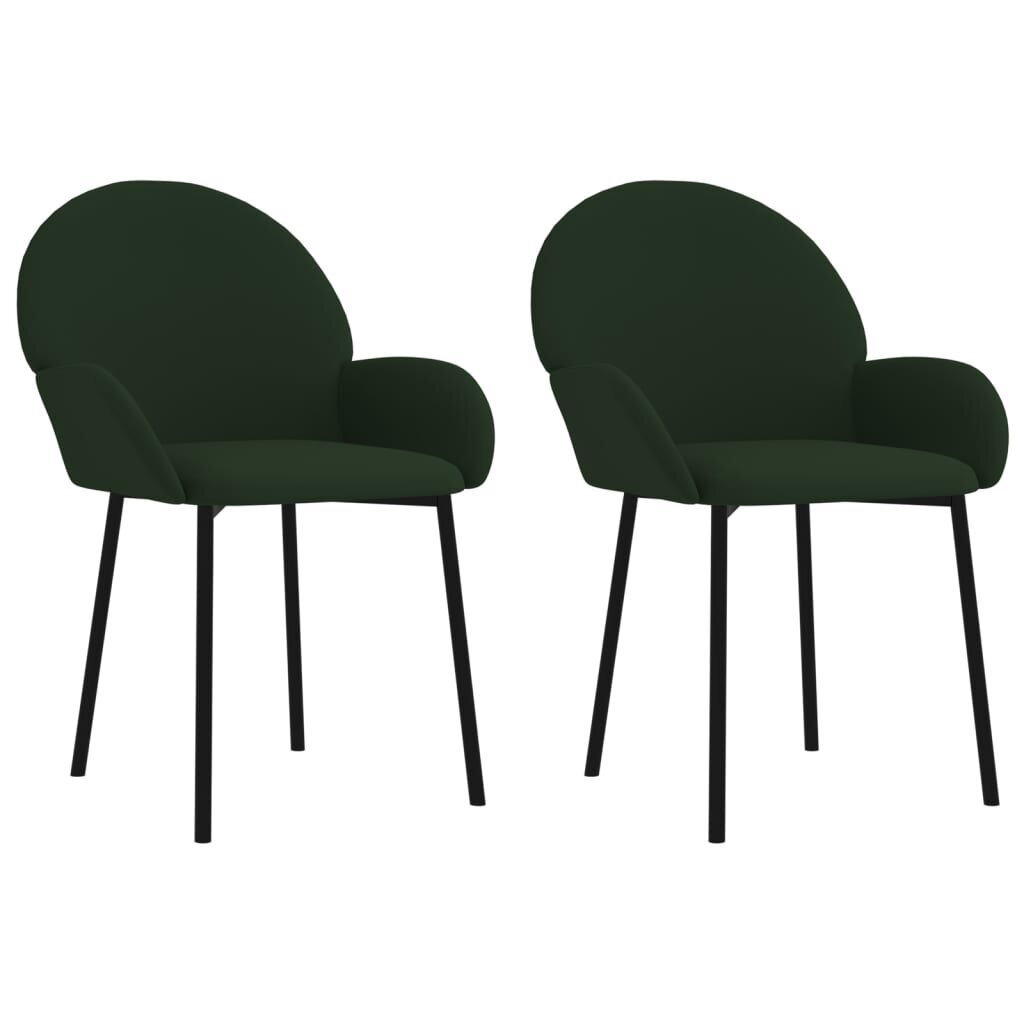 Valgomojo kėdės, 2vnt., tamsiai žalios spalvos, aksomas kaina ir informacija | Virtuvės ir valgomojo kėdės | pigu.lt