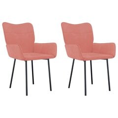 Valgomojo kėdės, 2vnt., rožinės spalvos, aksomas цена и информация | Стулья для кухни и столовой | pigu.lt