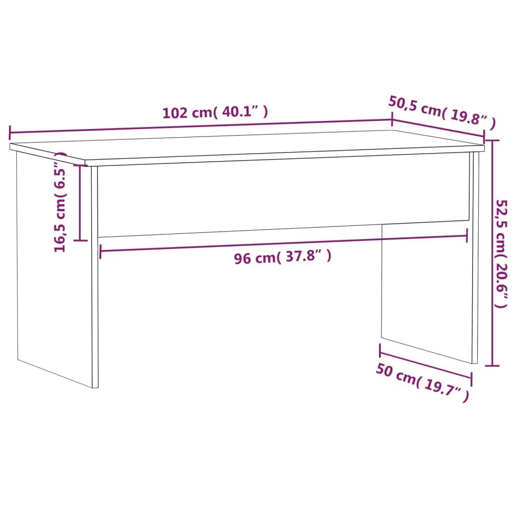 Kavos staliukas, baltas, 102x50,5x52,5cm, apdirbta mediena kaina ir informacija | Kavos staliukai | pigu.lt