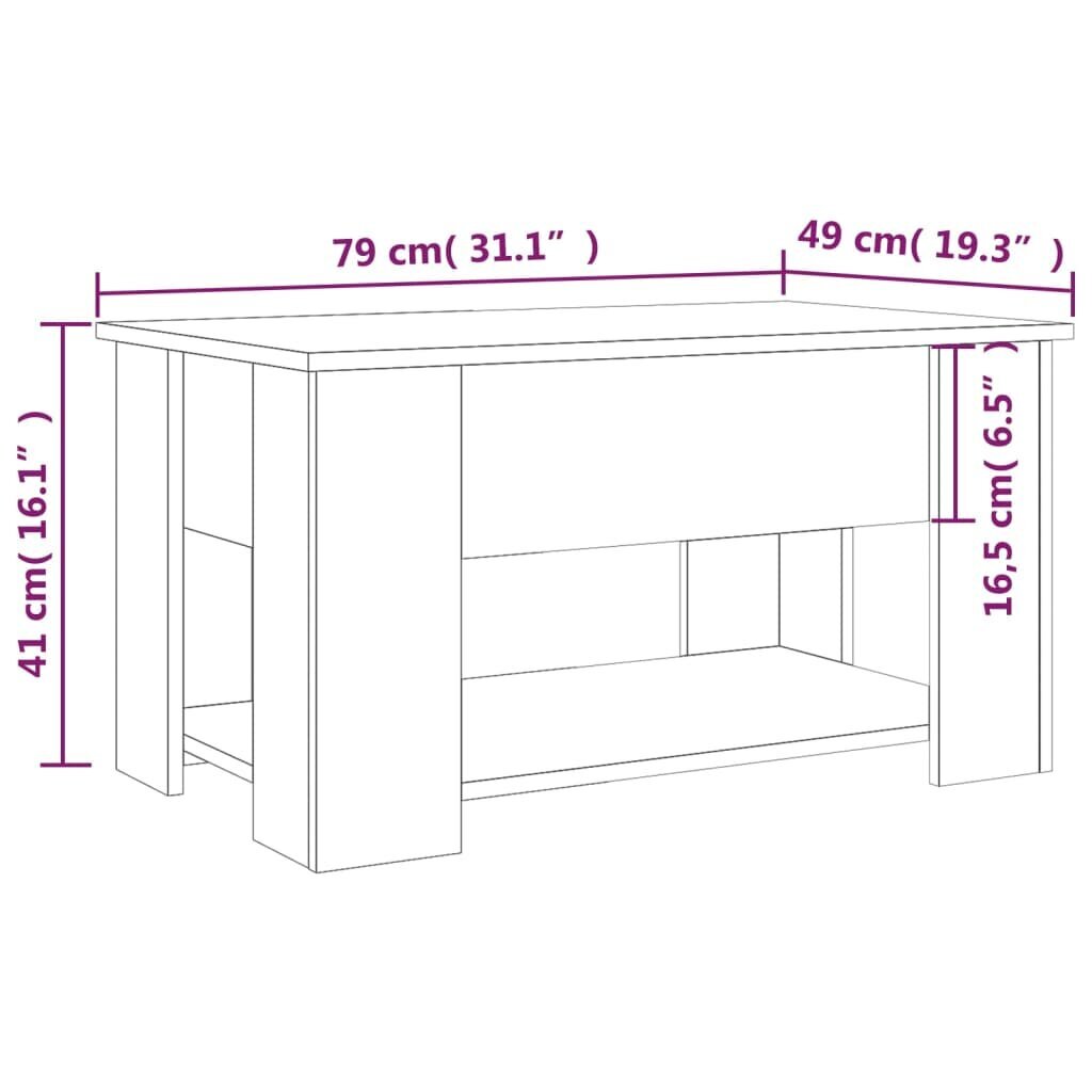Kavos staliukas, sonoma ąžuolo, 79x49x41cm, apdirbta mediena kaina ir informacija | Kavos staliukai | pigu.lt