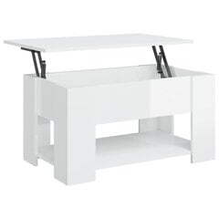 Kavos staliukas, baltas, 79x49x41cm, apdirbta mediena, blizgus kaina ir informacija | Kavos staliukai | pigu.lt
