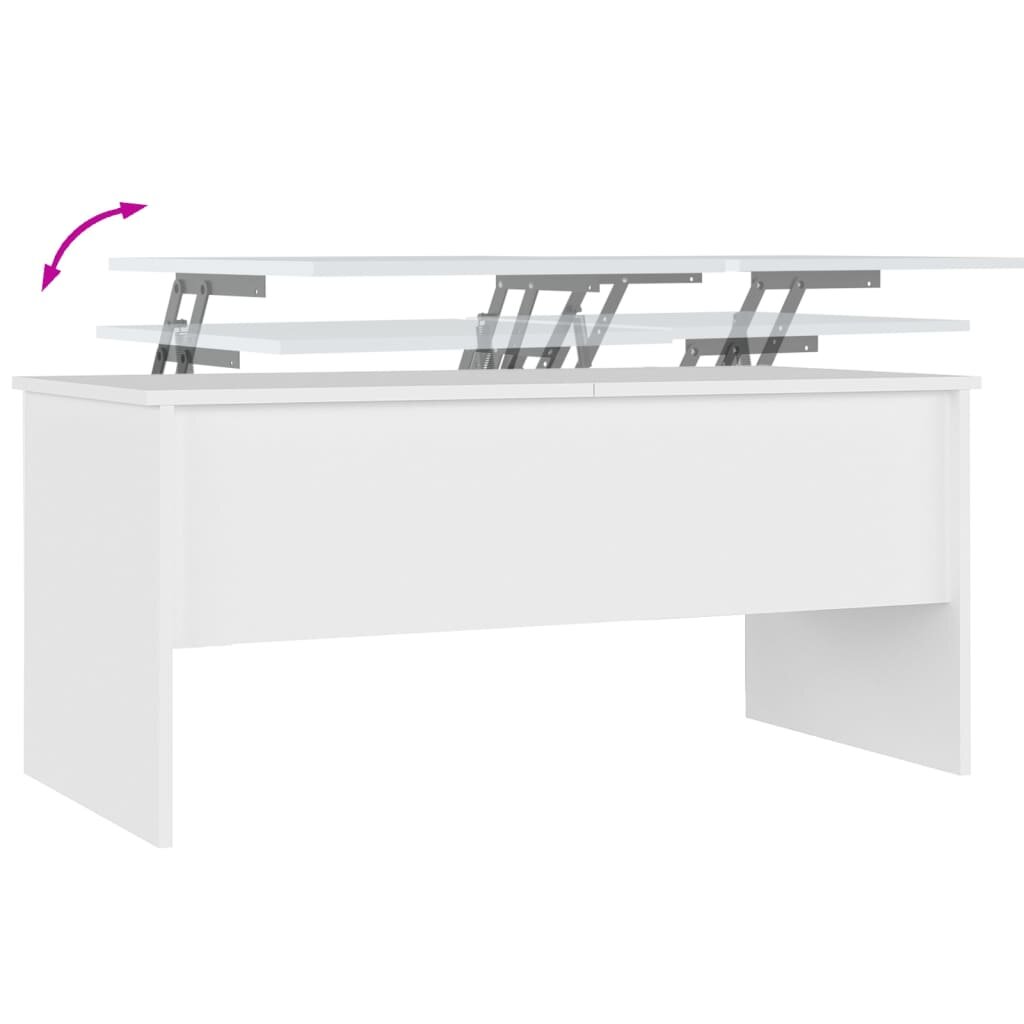 Kavos staliukas, baltas, 102x50,5x46,5cm, apdirbta mediena kaina ir informacija | Kavos staliukai | pigu.lt
