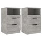 Naktinės spintelės, 2vnt., betono pilkos, apdirbta mediena kaina ir informacija | Spintelės prie lovos | pigu.lt