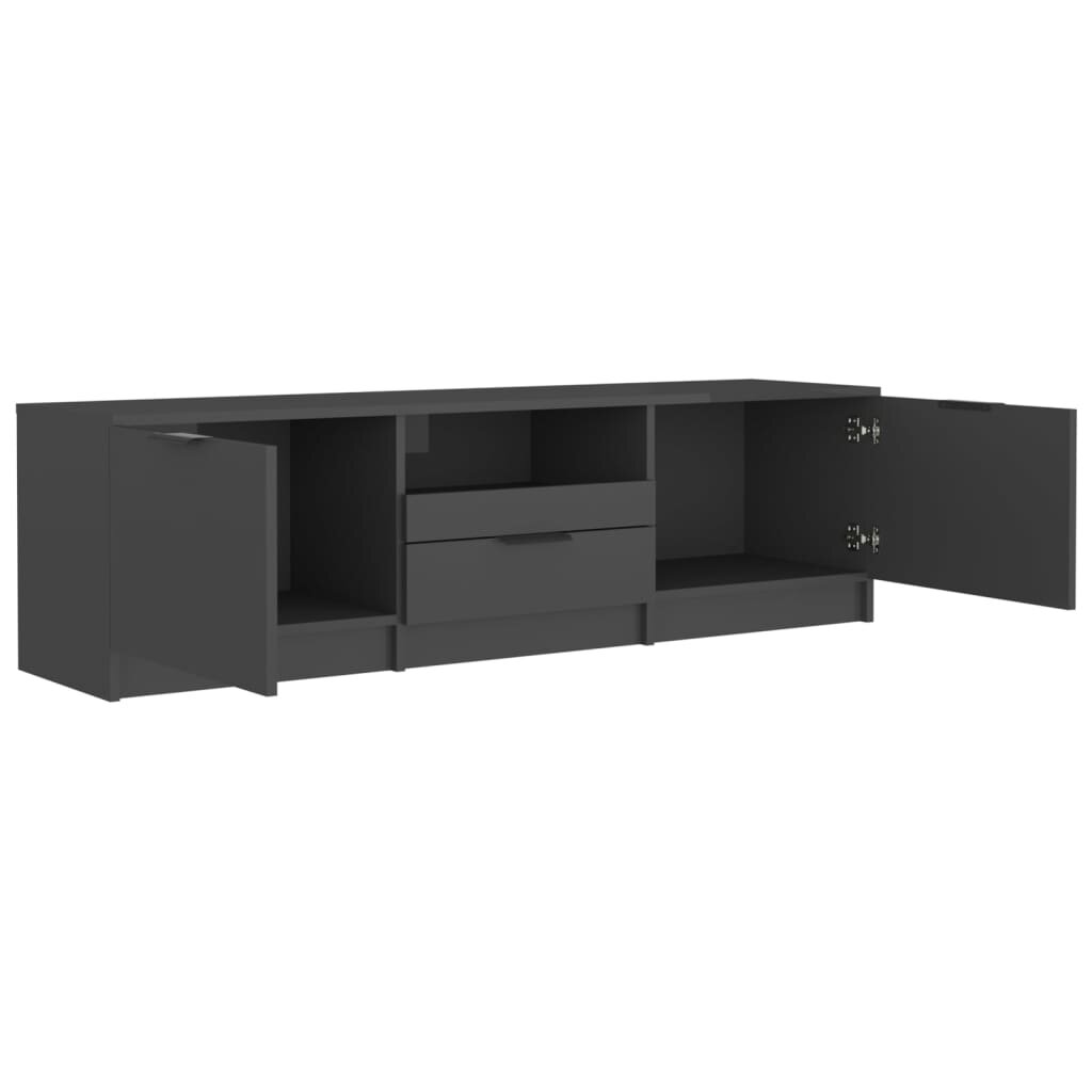 Televizoriaus spintelė, juoda, 140x35x40cm, apdirbta mediena kaina ir informacija | TV staliukai | pigu.lt