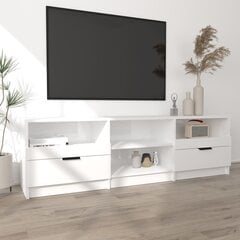 Televizoriaus spintelė, balta, 150x33,5x45cm, mediena, blizgi цена и информация | Тумбы под телевизор | pigu.lt