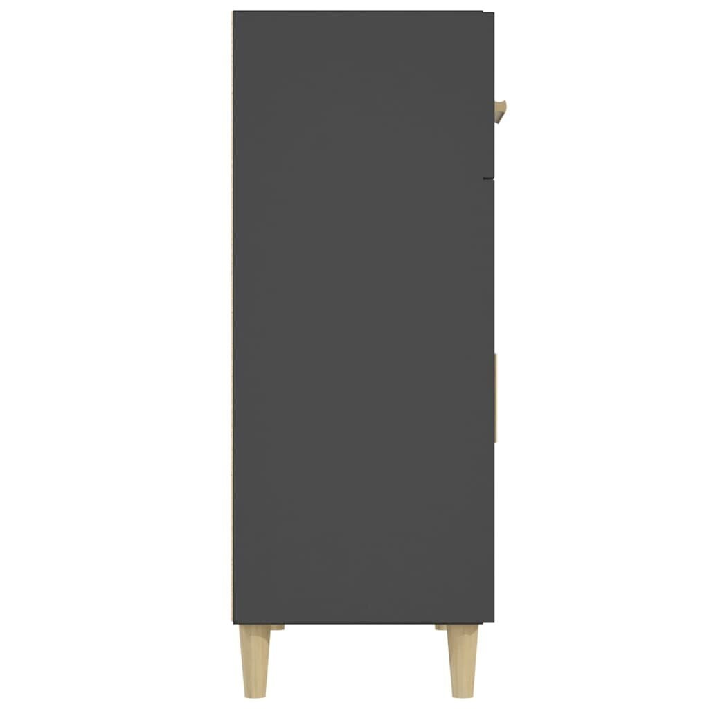 Šoninė spintelė, juodos spalvos, 69,5x34x89cm, apdirbta mediena kaina ir informacija | Svetainės spintelės | pigu.lt