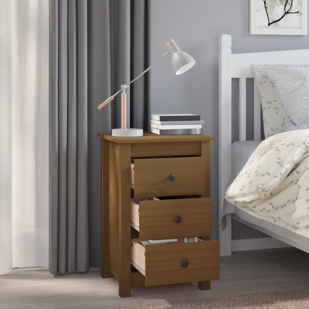 VidaXL Naktinė spintelė, medaus ruda, 40 x 35 x 61,5 cm, pušies masyvas kaina ir informacija | Spintelės prie lovos | pigu.lt
