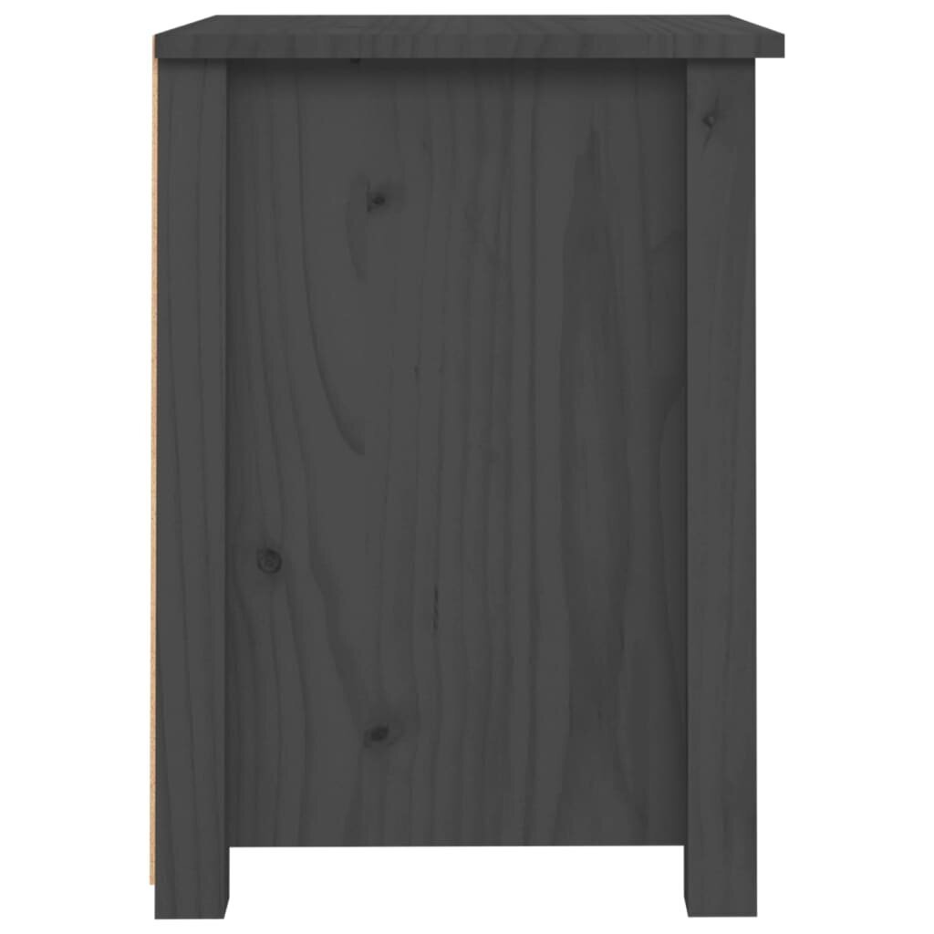 Naktinė spintelė, Pušies medienos masyvas, 40x35x49cm, pilka kaina ir informacija | Spintelės prie lovos | pigu.lt