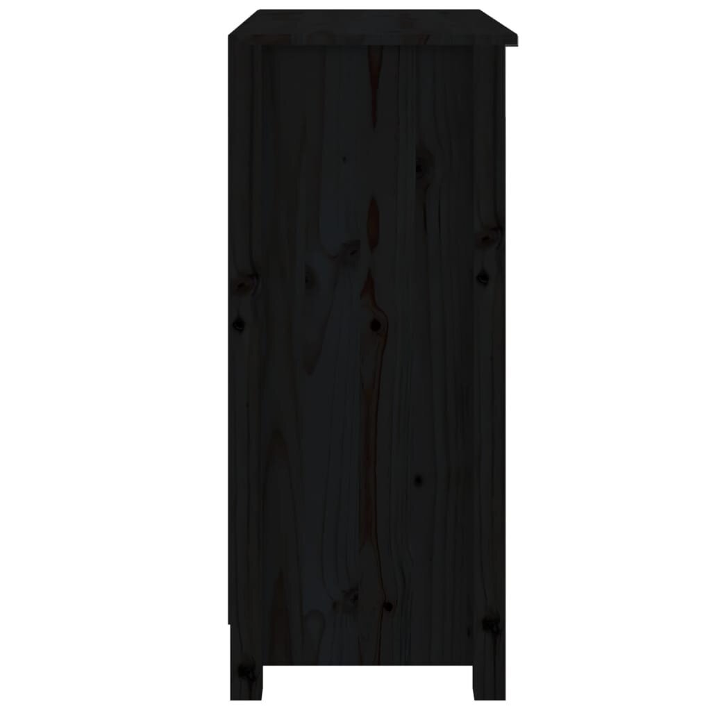 Šoninė spintelė, juoda, 70x35x80cm, pušies medienos masyvas kaina ir informacija | Svetainės spintelės | pigu.lt