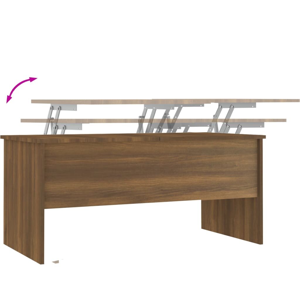 Kavos staliukas, rudas ąžuolo, 102x50,5x46,5cm, mediena kaina ir informacija | Kavos staliukai | pigu.lt