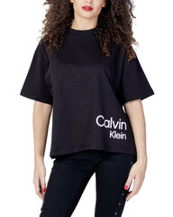 Футболка CALVIN KLEIN JEANS Embroidered Slogan Boyfriend Black J20J223701BEH 560077509 цена и информация | Женские футболки | pigu.lt