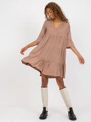 Женское светло-коричневое платье с оборкой цена и информация | Платья | pigu.lt