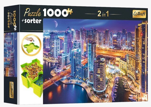 TREFL dėlionė 2in1 Dubajus naktį, dėlionė + padėkliukai detalėms цена и информация | Dėlionės (puzzle) | pigu.lt