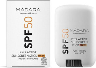 Kremas nuo saulės Madara Pro-Active Sunscreen Stick SPF50, 18g kaina ir informacija | Kremai nuo saulės | pigu.lt