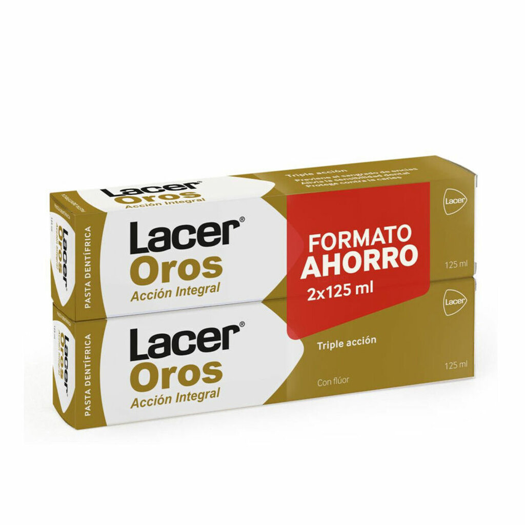 Trejopo poveikio dantų pasta Lacer Oro, 2 x 125 ml kaina ir informacija | Dantų šepetėliai, pastos | pigu.lt