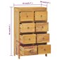 Komoda su stalčiais, 55x30x90cm, tikmedžio medienos masyvas kaina ir informacija | Komodos | pigu.lt