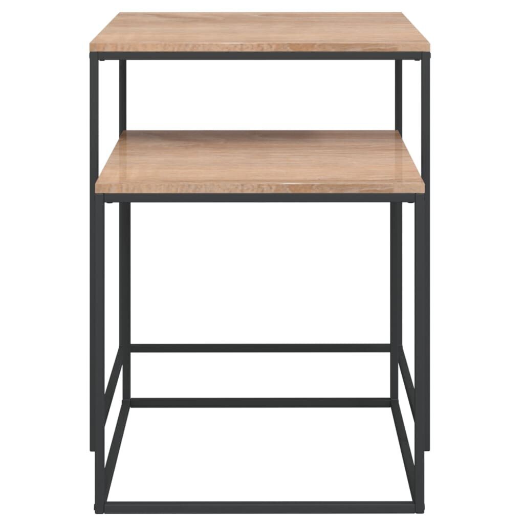 Kavos staliukų komplektas, 2vnt., apdirbta mediena ir metalas kaina ir informacija | Kavos staliukai | pigu.lt