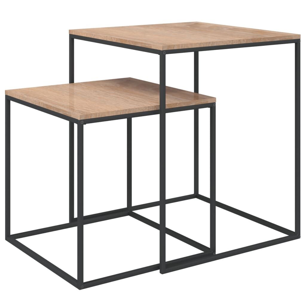 Kavos staliukų komplektas, 2vnt., apdirbta mediena ir metalas kaina ir informacija | Kavos staliukai | pigu.lt
