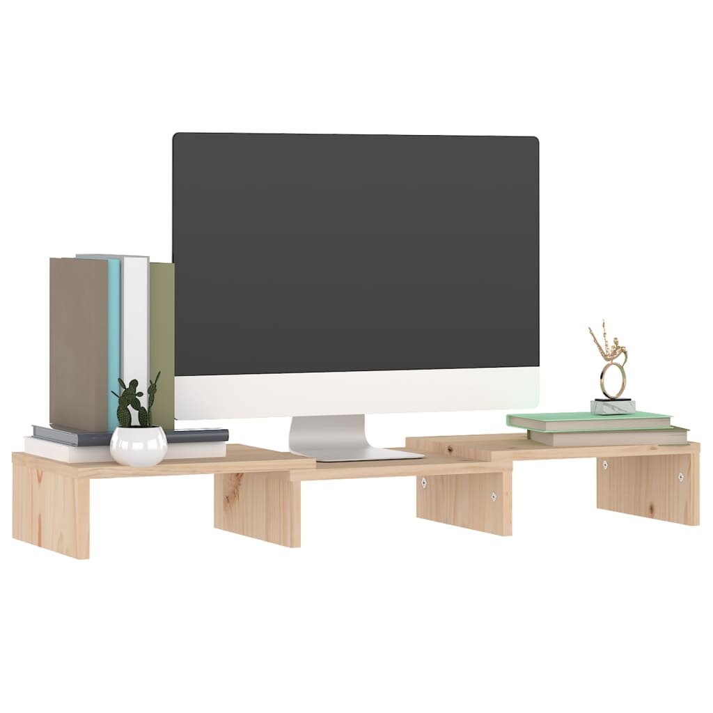 Monitoriaus stovas, 60x24x10,5cm, pušies medienos masyvas kaina ir informacija | TV staliukai | pigu.lt