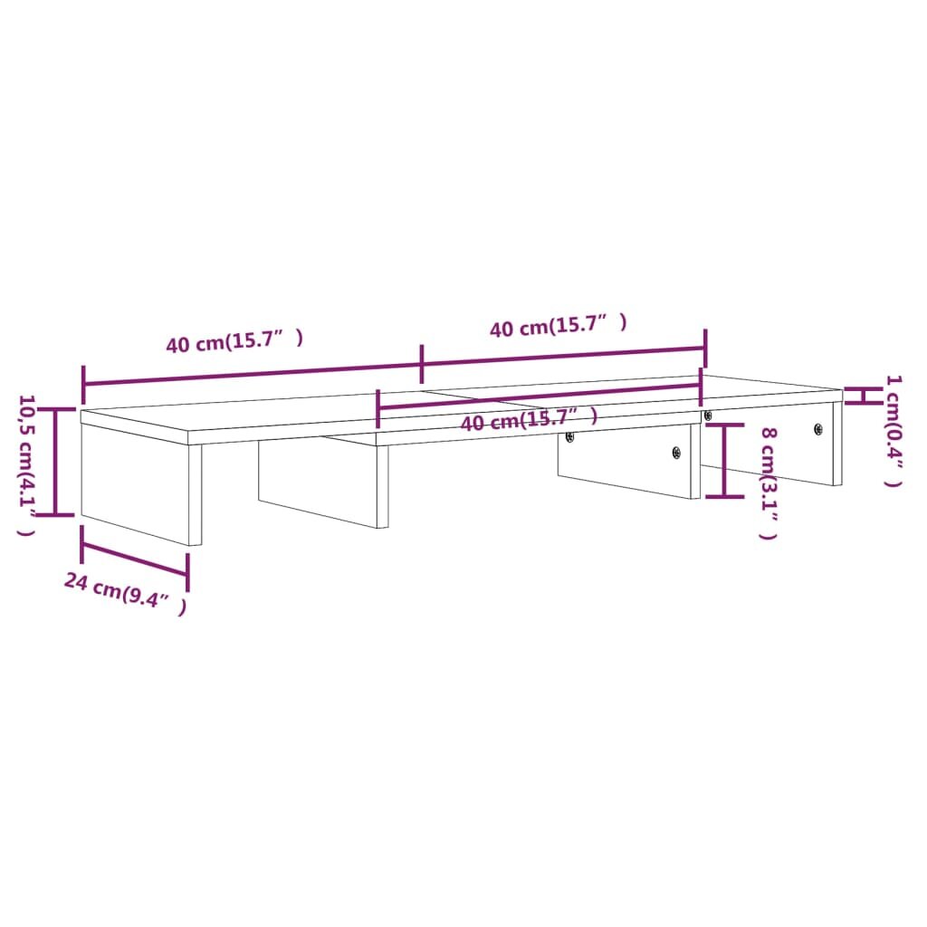 vidaXL monitoriaus stovas, medaus rudas, 80x24x10,5cm, pušies masyvas kaina ir informacija | TV staliukai | pigu.lt