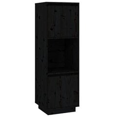Komoda, juodos spalvos, 38x35x117cm, pušies medienos masyvas цена и информация | Шкафчики в гостиную | pigu.lt