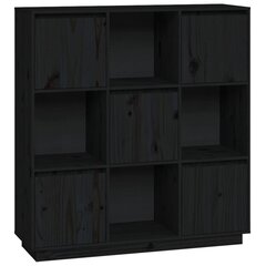 Komoda, juodos spalvos, 110,5x35x117cm, pušies medienos masyvas цена и информация | Шкафчики в гостиную | pigu.lt
