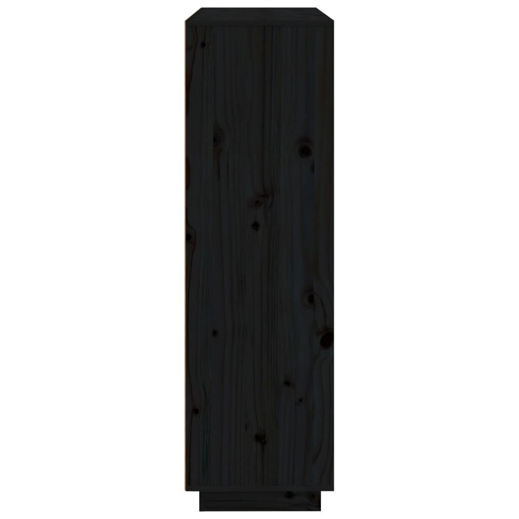 Komoda, juodos spalvos, 110,5x35x117cm, pušies medienos masyvas kaina ir informacija | Svetainės spintelės | pigu.lt
