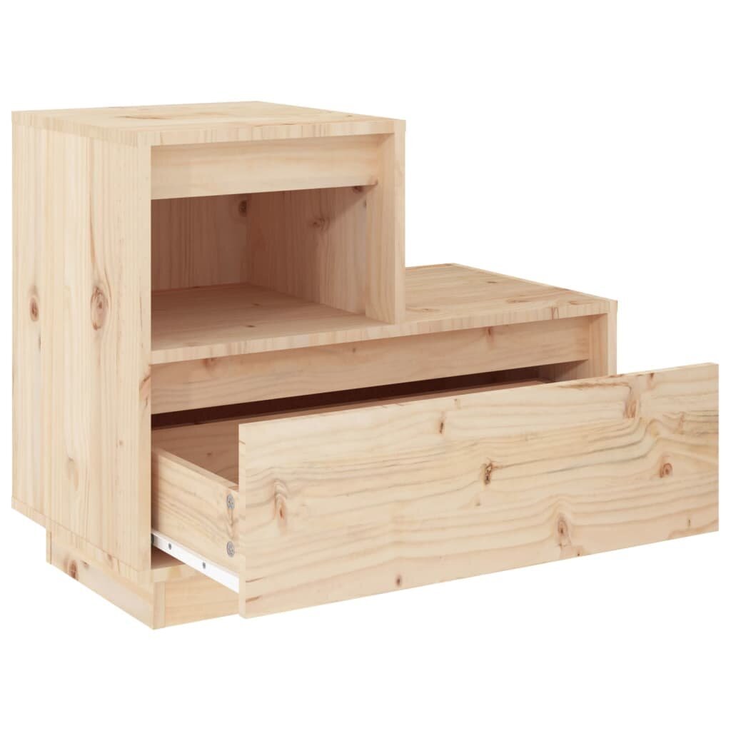 Naktinė spintelė, 60 x 34 x 51 cm, pušies medienos masyvas kaina ir informacija | Spintelės prie lovos | pigu.lt