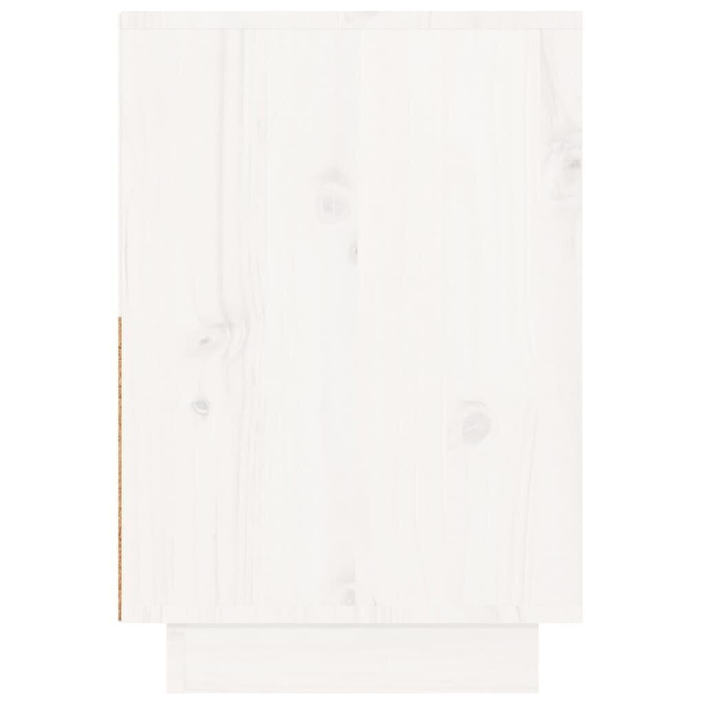 Naktinė spintelė, balta, 60 x 34 x 51 cm, pušies medienos masyvas kaina ir informacija | Spintelės prie lovos | pigu.lt