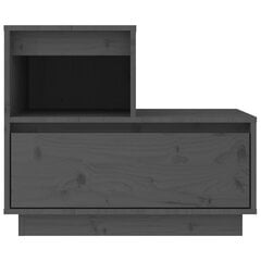 Naktinė spintelė, pilka, 60 x 34 x 51 cm, pušies medienos masyvas kaina ir informacija | Spintelės prie lovos | pigu.lt