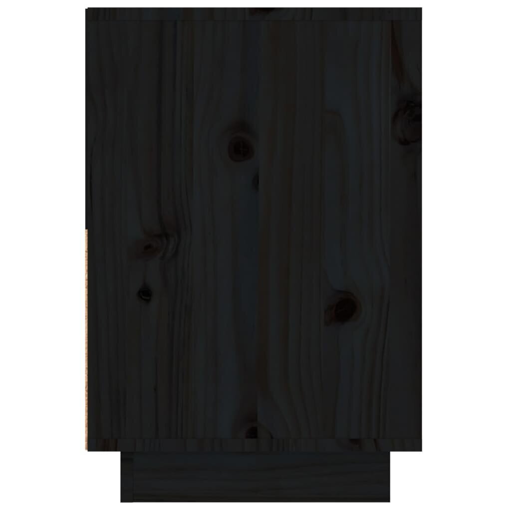 Naktinė spintelė, juoda, 60 x 34 x 51 cm, pušies medienos masyvas kaina ir informacija | Spintelės prie lovos | pigu.lt