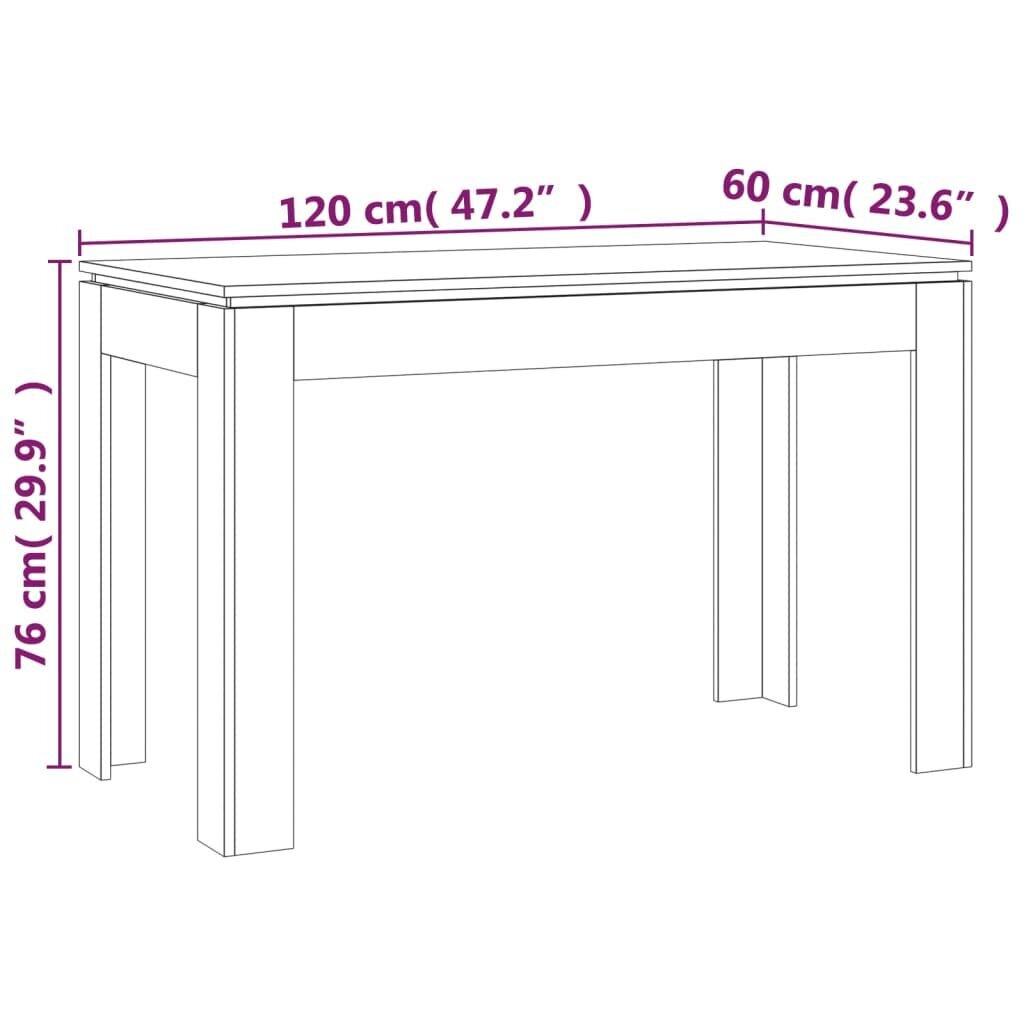 Valgomojo stalas, Mediena, 120x60x76cm, ruda ąžuolo spalva kaina ir informacija | Virtuvės ir valgomojo stalai, staliukai | pigu.lt