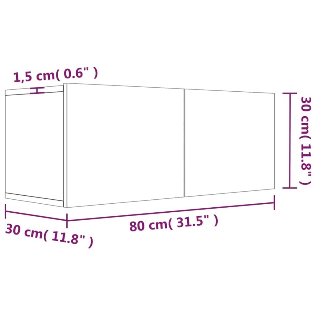 Televizoriaus spintelė, Mediena, 80x30x30cm, ruda ąžuolo spalva kaina ir informacija | TV staliukai | pigu.lt