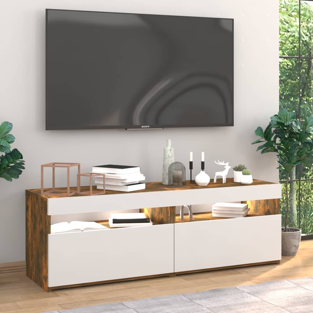 Televizoriaus spintelės su led, 2vnt., ąžuolo, 60x35x40cm kaina ir informacija | TV staliukai | pigu.lt