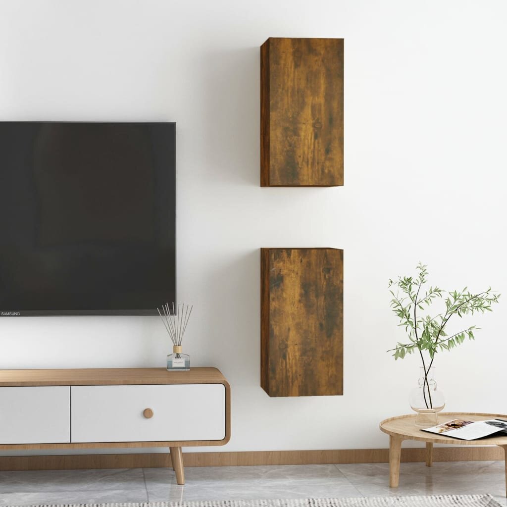 Televizoriaus spintelės, 2vnt., ąžuolo, 30,5x30x60cm, mediena kaina ir informacija | TV staliukai | pigu.lt