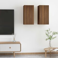 Televizoriaus spintelės, 2vnt., rudos, 30,5x30x60cm, mediena kaina ir informacija | TV staliukai | pigu.lt