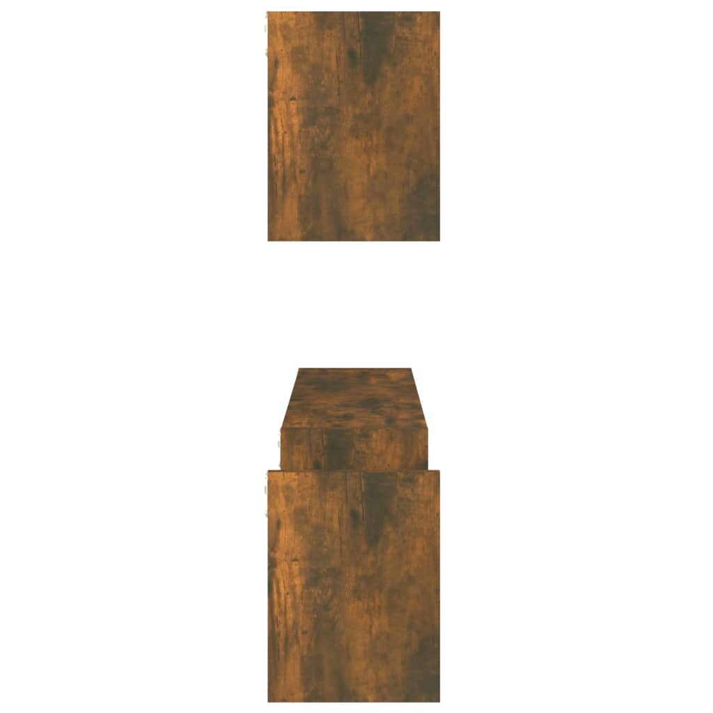 Sieninės lentynos, 2vnt., dūminio ąžuolo, 100x15x20cm, mediena kaina ir informacija | Lentynos | pigu.lt