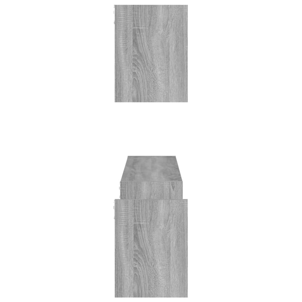 Sieninės lentynos, 2vnt., pilkos ąžuolo, 100x15x20cm, mediena kaina ir informacija | Lentynos | pigu.lt