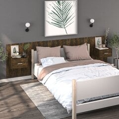 Prie sienos montuojama naktinė spintelė, dūminio ąžuolo spalvos kaina ir informacija | Spintelės prie lovos | pigu.lt