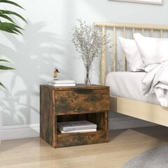 Naktinė spintelė, dūminio ąžuolo spalvos, apdirbta mediena kaina ir informacija | Spintelės prie lovos | pigu.lt