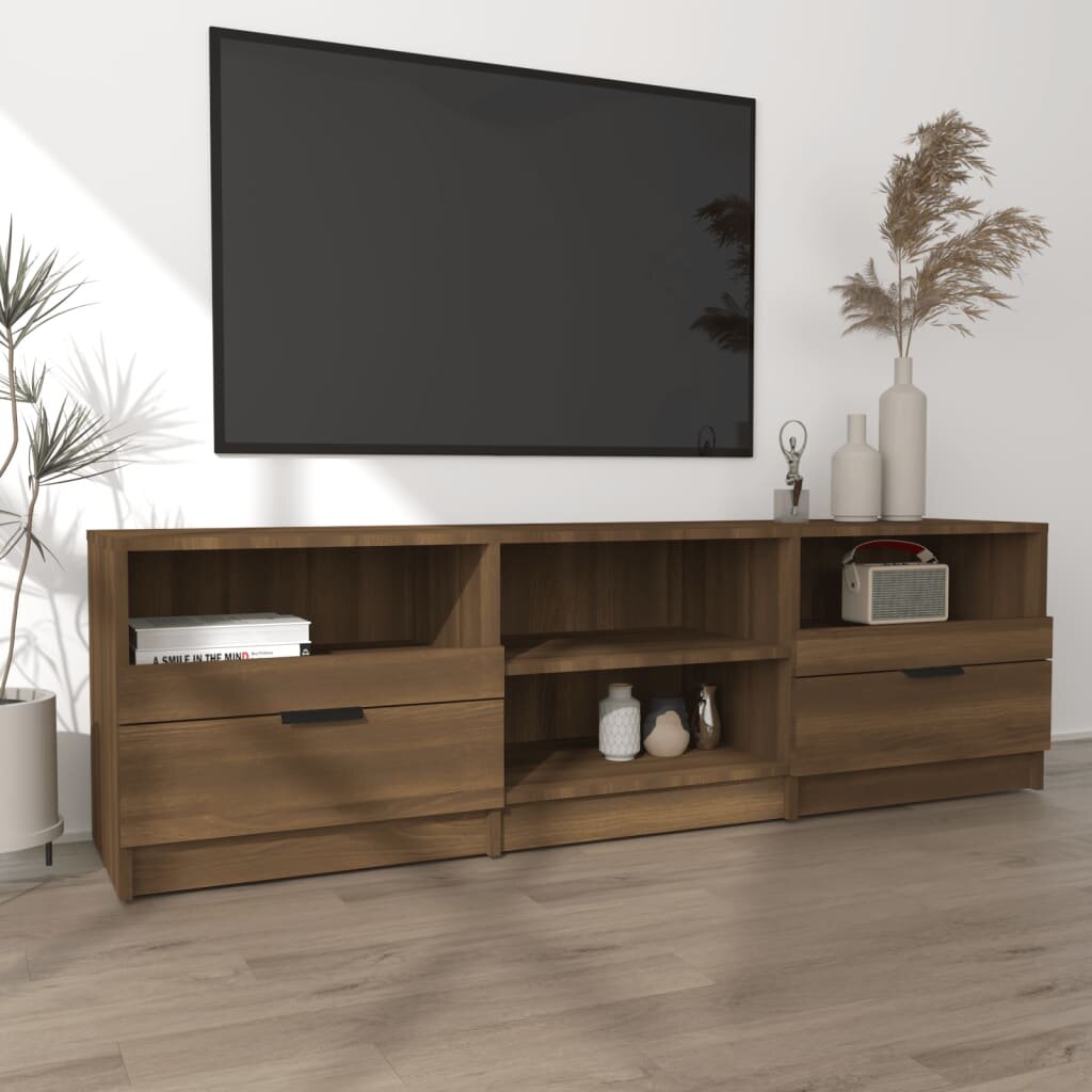 Televizoriaus spintelė, ruda ąžuolo, 150x33,5x45cm, mediena kaina ir informacija | TV staliukai | pigu.lt