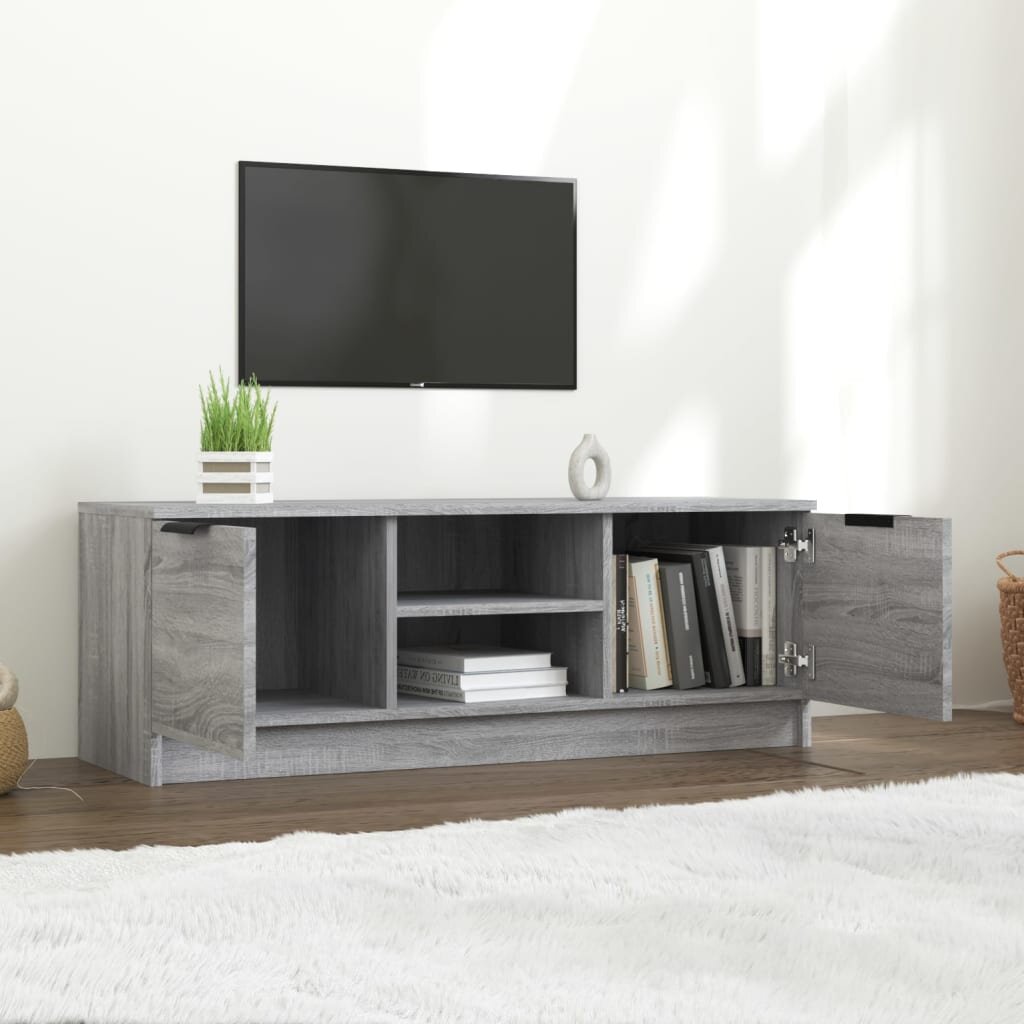 Televizoriaus spintelė, pilka ąžuolo, 102x35x36,5cm, mediena kaina ir informacija | TV staliukai | pigu.lt