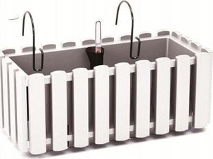 Балконный горшок с автоматическим поливом Prosperplast Boardee Fencycase W DDEF400W-S449, белый цена и информация | Вазоны | pigu.lt