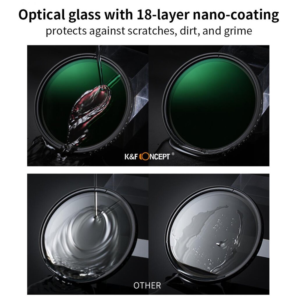 K&amp;F Concept ND8-ND2000 67mm Nano X Variable ND filter with Multi - Resistant coating kaina ir informacija | Priedai fotoaparatams | pigu.lt