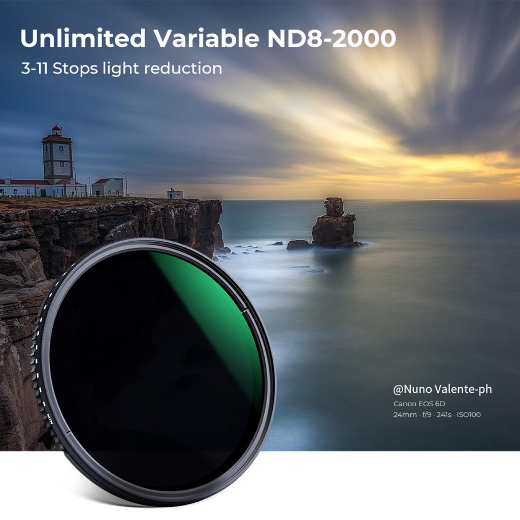 K&amp;F Concept ND8-ND2000 67mm Nano X Variable ND filter with Multi - Resistant coating kaina ir informacija | Priedai fotoaparatams | pigu.lt