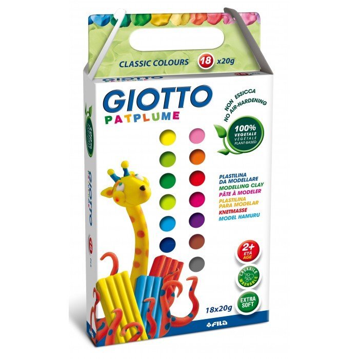 Plastilinas GIOTTO PATPLUME 18x20g F513100 FILA цена и информация | Piešimo, tapybos, lipdymo reikmenys | pigu.lt