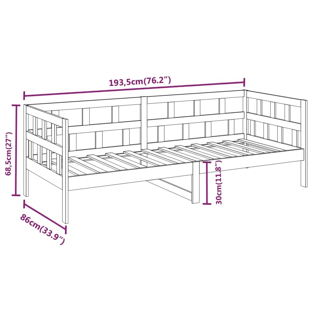 Lova, baltos spalvos, 90x190cm, pušies medienos masyvas kaina ir informacija | Lovos | pigu.lt