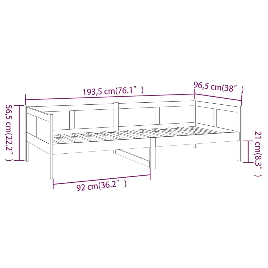 Lova, medaus rudos spalvos, 90x190cm, pušies medienos masyvas kaina ir informacija | Lovos | pigu.lt