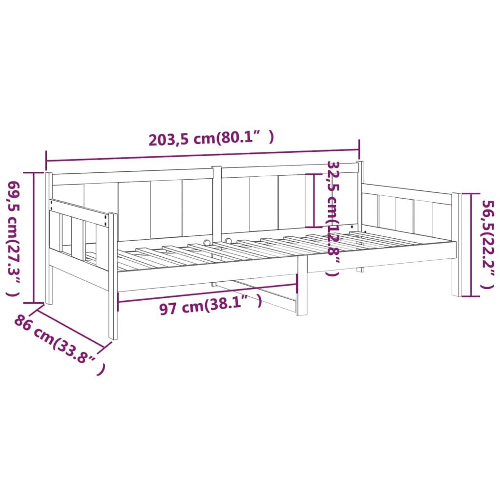 Lova, medaus rudos spalvos, 80x200cm, pušies medienos masyvas kaina ir informacija | Lovos | pigu.lt